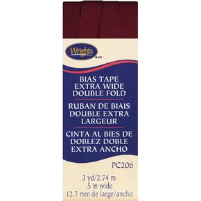 Wrights Products 117-206-2303 Double Fold Bias Tape, 1/2 by 3-Yard, Ox Blood