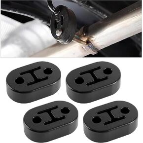 4 PCS Car Exhaust Pipe Support Bracket, Rubber Two-hole Shock-absorbing Muffler Suspension Lugs, Muffler Lifting Ear Modification Aaccessories, Compatible with Trucks, Cars, and SUVs (Black)