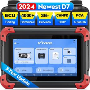 XTOOL D7 OBD2 Scanner Bidirectional Scan Tool, 2024 Newest Scanner for Car, FCA Autoauth, CANFD/DoIP, 36+ Resets, Active Tests, All System Diagnosis, Crank Sensor Relearn, ECU Coding, 3 Years Updates