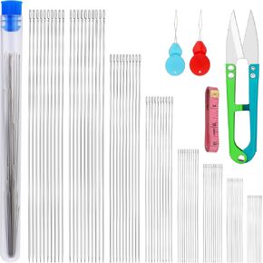 UOOU 85 Pcs Beading Needles Set,8 Sizes Long Straight Beading Thread Needles,Seed Bead Needles Embroidery Needles,Needle for Beads for Jewelry Making