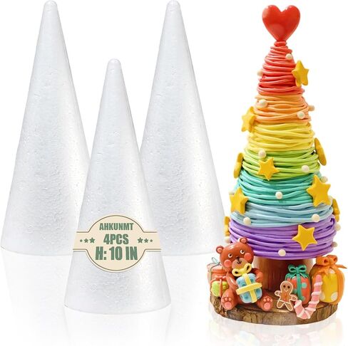 2 Pack Craft Foam Tree Cones, 15x5in Styrofoam Cones for Craft, White Large Polystyrene Foam Cones for Craft Use for DIY Art Projects, Christmas Tree Holiday Decor and Holiday Gnomes (15 * 5in-2pc) in Kuwait