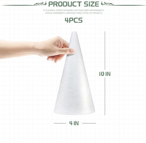 2 Pack Craft Foam Tree Cones, 15x5in Styrofoam Cones for Craft, White Large Polystyrene Foam Cones for Craft Use for DIY Art Projects, Christmas Tree Holiday Decor and Holiday Gnomes (15 * 5in-2pc) in Kuwait
