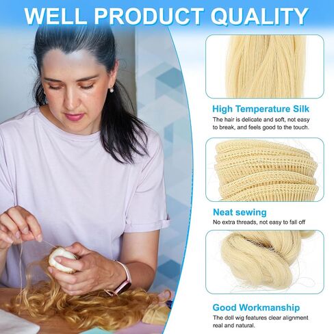 PATIKIL 20CM Doll Hair Wigs, 5 Pcs High Temperature Silk Curly Wig Hair Extension Accessories for Doll Hair Making Kit DIY Handmade, Light Yellow-Gray in Kuwait