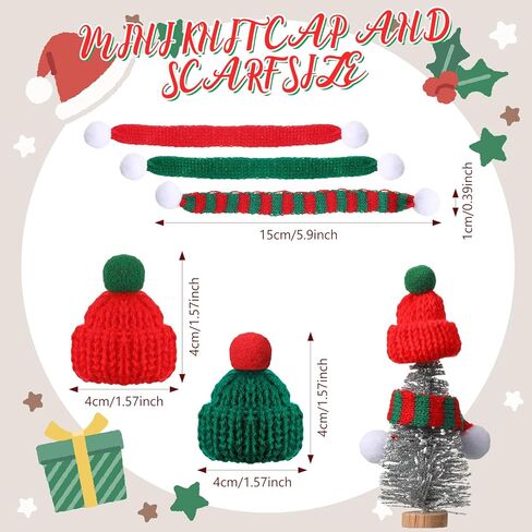 Chalyna 30 Pcs Mini Hat for Crafts Christmas Knit Hat and Scarf Knitted Wool Ornament Cute Doll Clothes Accessory Toy in Kuwait