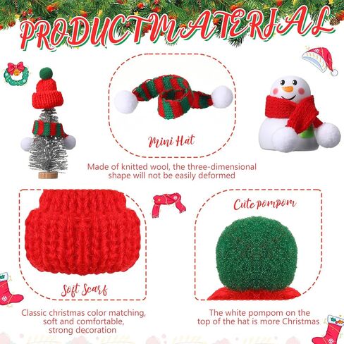 Chalyna 30 Pcs Mini Hat for Crafts Christmas Knit Hat and Scarf Knitted Wool Ornament Cute Doll Clothes Accessory Toy in Kuwait