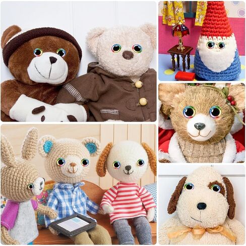 MUCUNNIA 12pcs 20-30mm 3D قوس قزح بريق عيون السلامة للكروشيه مع غسالات عيون سلامة القمر لحيوانات الكروشيه Amigurumi زينة الهالوين اكسسوارات الكروشيه هدية لمحبي الكروشيه in Kuwait