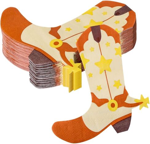 Lidmada 50 Pack Western Cowboy Party Decorations Napkins, 6.5Inch Cowgirl Boot Paper Napkins, Western Theme Cowgirl Party Bachelorette Last Rodeo Party Decor Supplies in Kuwait