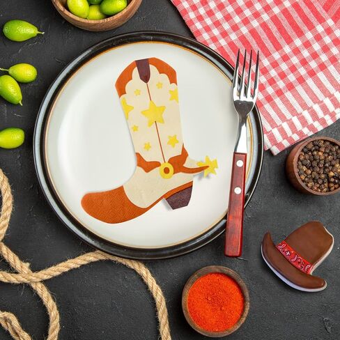 Lidmada 50 Pack Western Cowboy Party Decorations Napkins, 6.5Inch Cowgirl Boot Paper Napkins, Western Theme Cowgirl Party Bachelorette Last Rodeo Party Decor Supplies in Kuwait