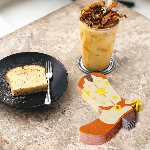 Lidmada 50 Pack Western Cowboy Party Decorations Napkins, 6.5Inch Cowgirl Boot Paper Napkins, Western Theme Cowgirl Party Bachelorette Last Rodeo Party Decor Supplies in Kuwait