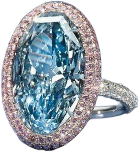 Blue Rings Promise Rings for Her，925 Sterling Silver Sparkling Ruby Cubic Zirconia Rings Diamond Rings for Women Pink Zircon Egg Princess Ring Topaz Ring Jewelry Findings Earring Backs Findings（7） in Kuwait