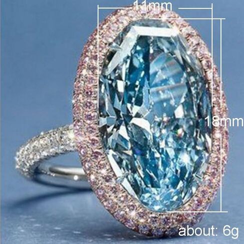 Blue Rings Promise Rings for Her，925 Sterling Silver Sparkling Ruby Cubic Zirconia Rings Diamond Rings for Women Pink Zircon Egg Princess Ring Topaz Ring Jewelry Findings Earring Backs Findings（7） in Kuwait