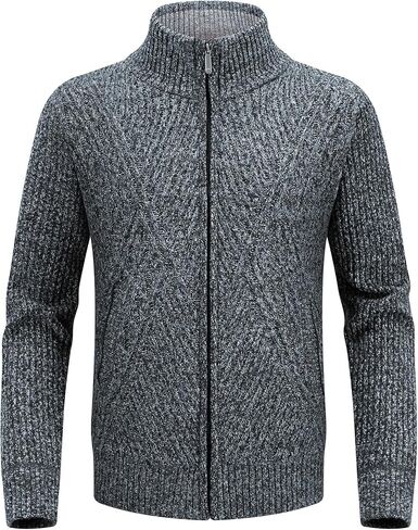 Lamgool Men's Full Zip Sweater Knit Long Sleeve Stand Collar Cardigan Sweaters in Saudi Arabia