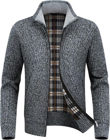 Lamgool Men's Full Zip Sweater Knit Long Sleeve Stand Collar Cardigan Sweaters in Saudi Arabia