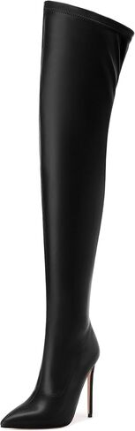SHOWFOREST Over the Knee Boots for Women Pointed Toe Stiletto High Heel Side Zipper 4.7 Inch Fall Boots Elegant Dating Party Evening Thigh High Boots in Saudi Arabia