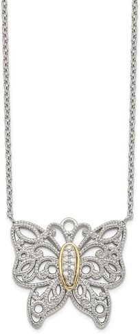 IceCarats 925 Sterling Silver 18 inch Diamond Butterfly Wings Chain Necklace in Saudi Arabia