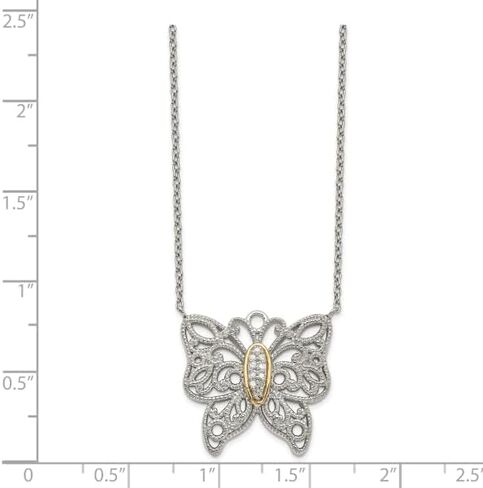 IceCarats 925 Sterling Silver 18 inch Diamond Butterfly Wings Chain Necklace in Saudi Arabia