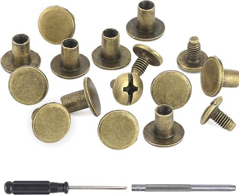 YORANYO 150 Sets 8MM Chicago Screws Leather Rivets for Fabric Chicago Binding Screws Buttons Metal Studs Rivets for Decorate and Repair Belts Bags Shoes Purse Dog Collar Leather Craft (Bronze) in Saudi Arabia