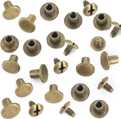 YORANYO 150 Sets 8MM Chicago Screws Leather Rivets for Fabric Chicago Binding Screws Buttons Metal Studs Rivets for Decorate and Repair Belts Bags Shoes Purse Dog Collar Leather Craft (Bronze) in Saudi Arabia