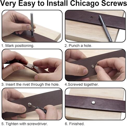 YORANYO 150 Sets 8MM Chicago Screws Leather Rivets for Fabric Chicago Binding Screws Buttons Metal Studs Rivets for Decorate and Repair Belts Bags Shoes Purse Dog Collar Leather Craft (Bronze) in Saudi Arabia