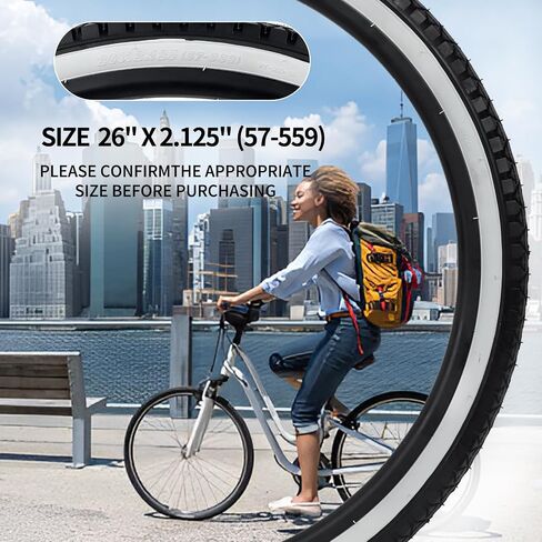 26x2.125 Inch Bicycle Tires，Folding Replacement Tires for Beach Cruiser Bike 2 Pack Bike Tires & Tubes (26x2.125/yellow) in Saudi Arabia