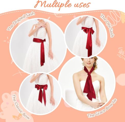 Wedding Satin Sash Belt Women Dress Sash Bridal Belt Waist Belts for Party Special Occasion 3.74'' Wide in Saudi Arabia