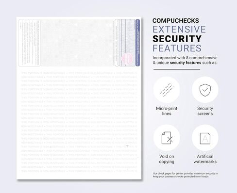 Compuchecks Check on Top Blank Check Paper - 500 Pack, Quick-Books & Laser Printer Compatible - Security Business Checks with Voucher - 8.5" x 11" Blue Diamond in Kuwait
