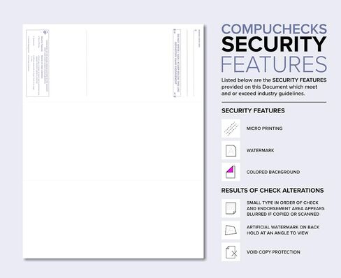 Compuchecks Check on Top Blank Check Paper - 500 Pack, Quick-Books & Laser Printer Compatible - Security Business Checks with Voucher - 8.5" x 11" Blue Diamond in Kuwait