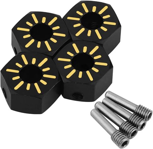 محول عجلة نحاسي مطلي باللون الأسود لمحور العجلة SCX10 PRO AXI03028 SCX10 III، Capra 1.9 UTB 1/10 RC جزء ترقية الزاحف (7 مم) in Saudi Arabia