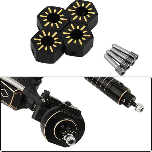 محول عجلة نحاسي مطلي باللون الأسود لمحور العجلة SCX10 PRO AXI03028 SCX10 III، Capra 1.9 UTB 1/10 RC جزء ترقية الزاحف (7 مم) in Saudi Arabia