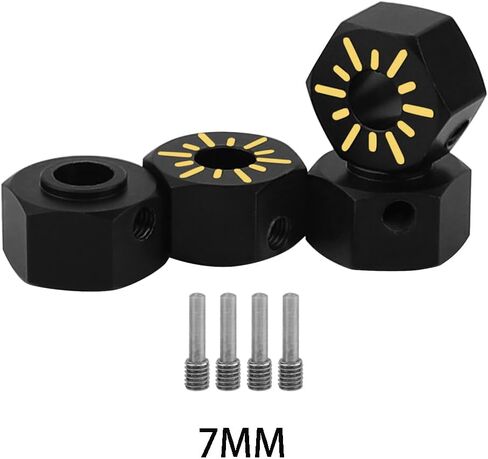 محول عجلة نحاسي مطلي باللون الأسود لمحور العجلة SCX10 PRO AXI03028 SCX10 III، Capra 1.9 UTB 1/10 RC جزء ترقية الزاحف (7 مم) in Saudi Arabia