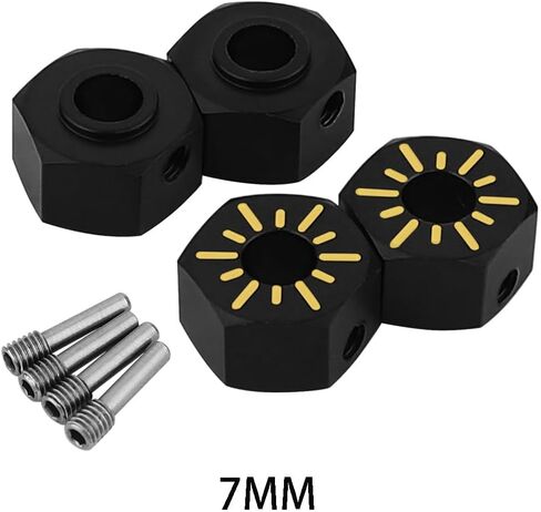 محول عجلة نحاسي مطلي باللون الأسود لمحور العجلة SCX10 PRO AXI03028 SCX10 III، Capra 1.9 UTB 1/10 RC جزء ترقية الزاحف (7 مم) in Saudi Arabia