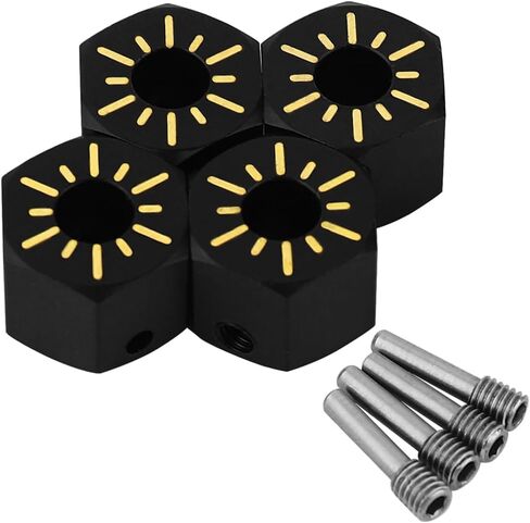 محول عجلة نحاسي مطلي باللون الأسود لمحور العجلة SCX10 PRO AXI03028 SCX10 III، Capra 1.9 UTB 1/10 RC جزء ترقية الزاحف (7 مم) in Saudi Arabia