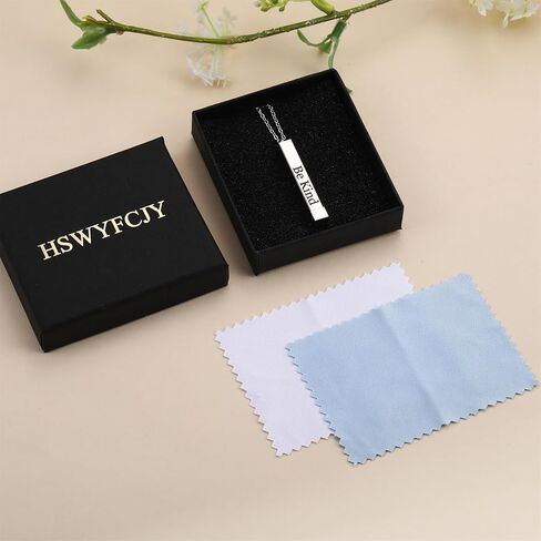 Be Kind Of A B Necklaces For Women, Inspirational Vertical Bar Square Tubes Pendant With Hidden Message Stainless Steel Band Friendship Funny Hilarious Sarcastic Jewelry Gift for Girls in Kuwait