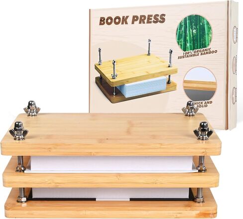 مكبس الكتب الخشبي والخيزران - لوازم تجليد الكتب المحمولة، مجموعة تجليد الكتب للمبتدئين (11.8 × 7.9 بوصة) in Kuwait