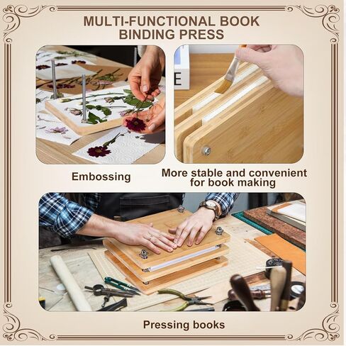 مكبس الكتب الخشبي والخيزران - لوازم تجليد الكتب المحمولة، مجموعة تجليد الكتب للمبتدئين (11.8 × 7.9 بوصة) in Kuwait