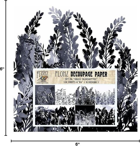Decoupage Paper Pack (24 Sheets 6"x6") Art Deco Floral Engravings # Vintage Styled Pattern Paper for Decoupage, Craft and Scrapbooking in Kuwait