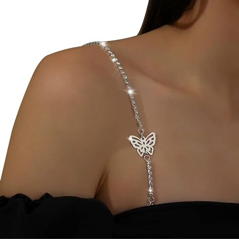 2Pcs Rhinestone Bra Straps,Sexy Rhinestones Bra Shoulder Chain,Crystal Lingerie Straps Jewelry,Wedding Bridal Rhinestone Underwear Chain for Women in Kuwait