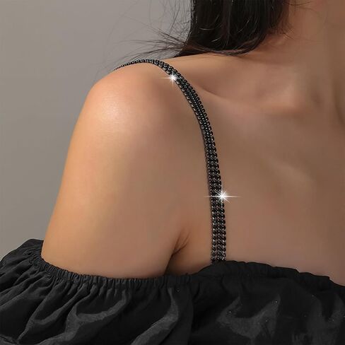 Dcfywl731 Rhinestone Bra Straps Non-Slip Dress Bra Shoulder Crystal Dress Accessories Jewelry Summer Body Chain for Women in Saudi Arabia