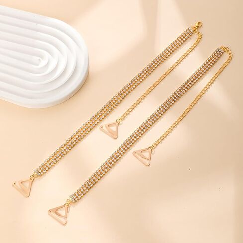 Dcfywl731 Rhinestone Bra Straps Non-Slip Dress Bra Shoulder Crystal Dress Accessories Jewelry Summer Body Chain for Women in Kuwait