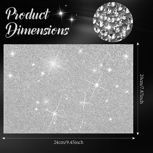 12000 قطعة من ورقة حجر الراين اللامعة، ورقة ملصق من حجر الراين الأبيض، أوراق حجر الراين ذاتية اللصق من حجر الراين ملصقات ذاتية اللصق لتزيين السيارة DIY ملصقات جواهر كريستالية 9.4 × 7.9 بوصة in Kuwait