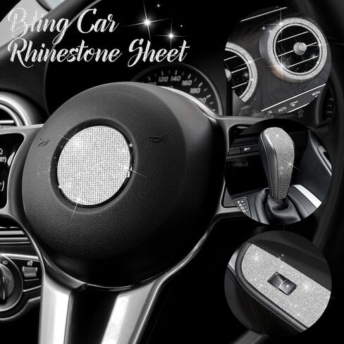 12000 قطعة من ورقة حجر الراين اللامعة، ورقة ملصق من حجر الراين الأبيض، أوراق حجر الراين ذاتية اللصق من حجر الراين ملصقات ذاتية اللصق لتزيين السيارة DIY ملصقات جواهر كريستالية 9.4 × 7.9 بوصة in Kuwait