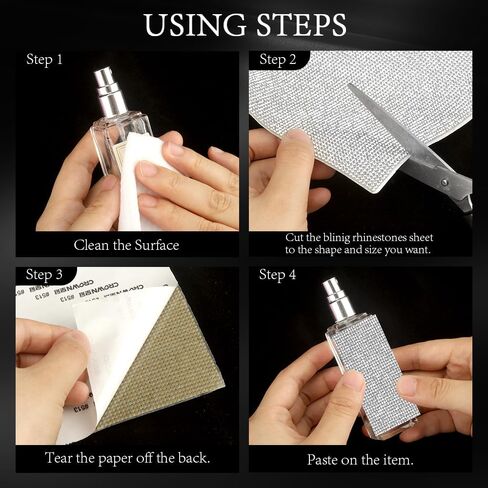 12000 قطعة من ورقة حجر الراين اللامعة، ورقة ملصق من حجر الراين الأبيض، أوراق حجر الراين ذاتية اللصق من حجر الراين ملصقات ذاتية اللصق لتزيين السيارة DIY ملصقات جواهر كريستالية 9.4 × 7.9 بوصة in Kuwait