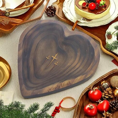 Heart Prayer Bowl, Prayer Bowls with Cards Christian, Prayer Dough Bowl, Prayer Bowls for Women, Prayer Bowl Dough Bowl Cross for Religious Home Decor and Devotional Gifts (Brown) in Saudi Arabia
