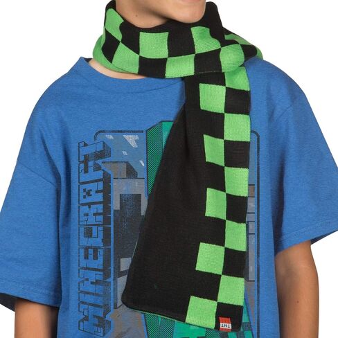 وشاح JINX Minecraft Creeper ذو مربعات، أخضر/أسود، 40 بوصة × 6 بوصة in Kuwait