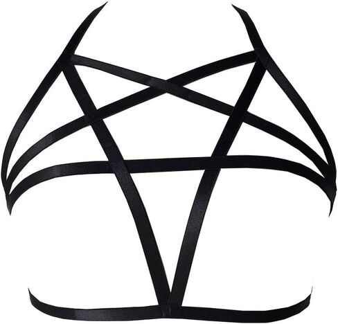 Body Harness for Women Pentagram Lingerie cage Bra Punk Goth Belt Chest Strap Stretchy Fabric Festival Rave in Saudi Arabia