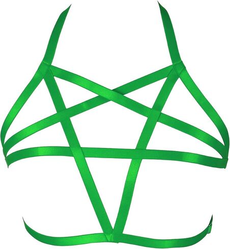 Body Harness for Women Pentagram Lingerie cage Bra Punk Goth Belt Chest Strap Stretchy Fabric Festival Rave in Saudi Arabia
