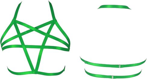 Body Harness for Women Pentagram Lingerie cage Bra Punk Goth Belt Chest Strap Stretchy Fabric Festival Rave in Saudi Arabia