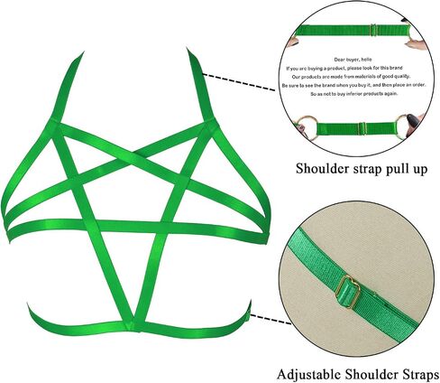 Body Harness for Women Pentagram Lingerie cage Bra Punk Goth Belt Chest Strap Stretchy Fabric Festival Rave in Saudi Arabia