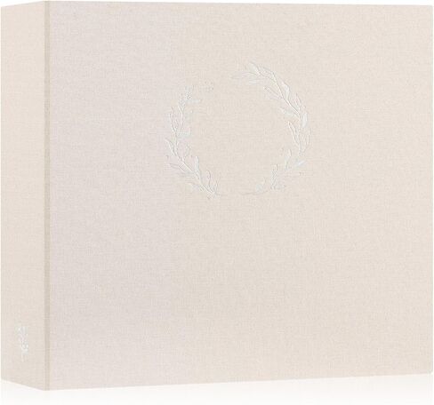 Lanpn Photo Album Scrapbook 12x12, Linen Cover Wreath Design Top Load 3 Ring Folder Binder Photobook Photo Book 12 x 12 inch with 30 Plastic Sleeves 60 Pages Beige in Kuwait