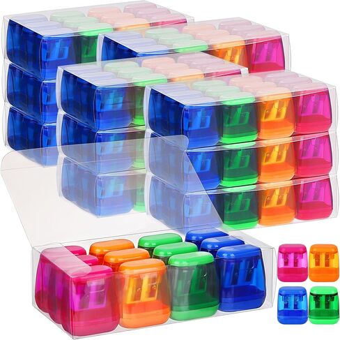 Aodaer 120 قطعة مبراة أقلام رصاص يدوية صغيرة بفتحة مزدوجة مع أغطية مبراة أقلام رصاص صغيرة محمولة بكميات كبيرة للعودة إلى اللوازم المدرسية وطلاب الطباشير والمكتب والمنزل in Kuwait